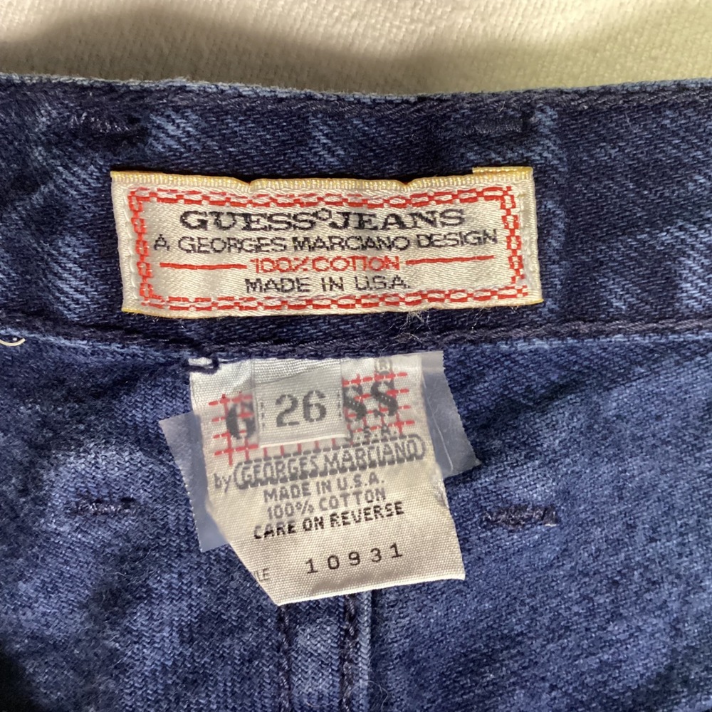 Vintage Guess Georges Marciano High Waisted Denim Shorts Dark Wash Blue 26 USA - Picture 8 of 9